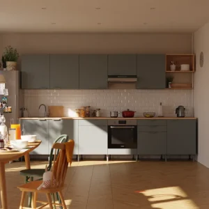 Cocina en kit Eleki gris 7 módulos altos + 6 bajos L.360 x H.217 x P.58 cm